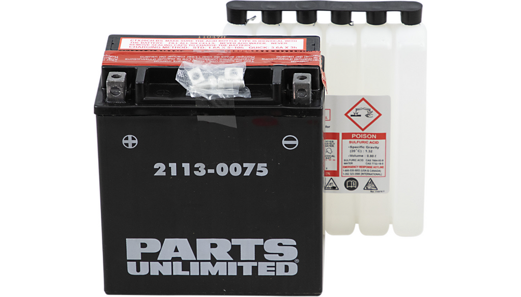 Parts Unlimited AGM Maintenance-Free Battery - YTX20CHBS .80 L - 2113-0075