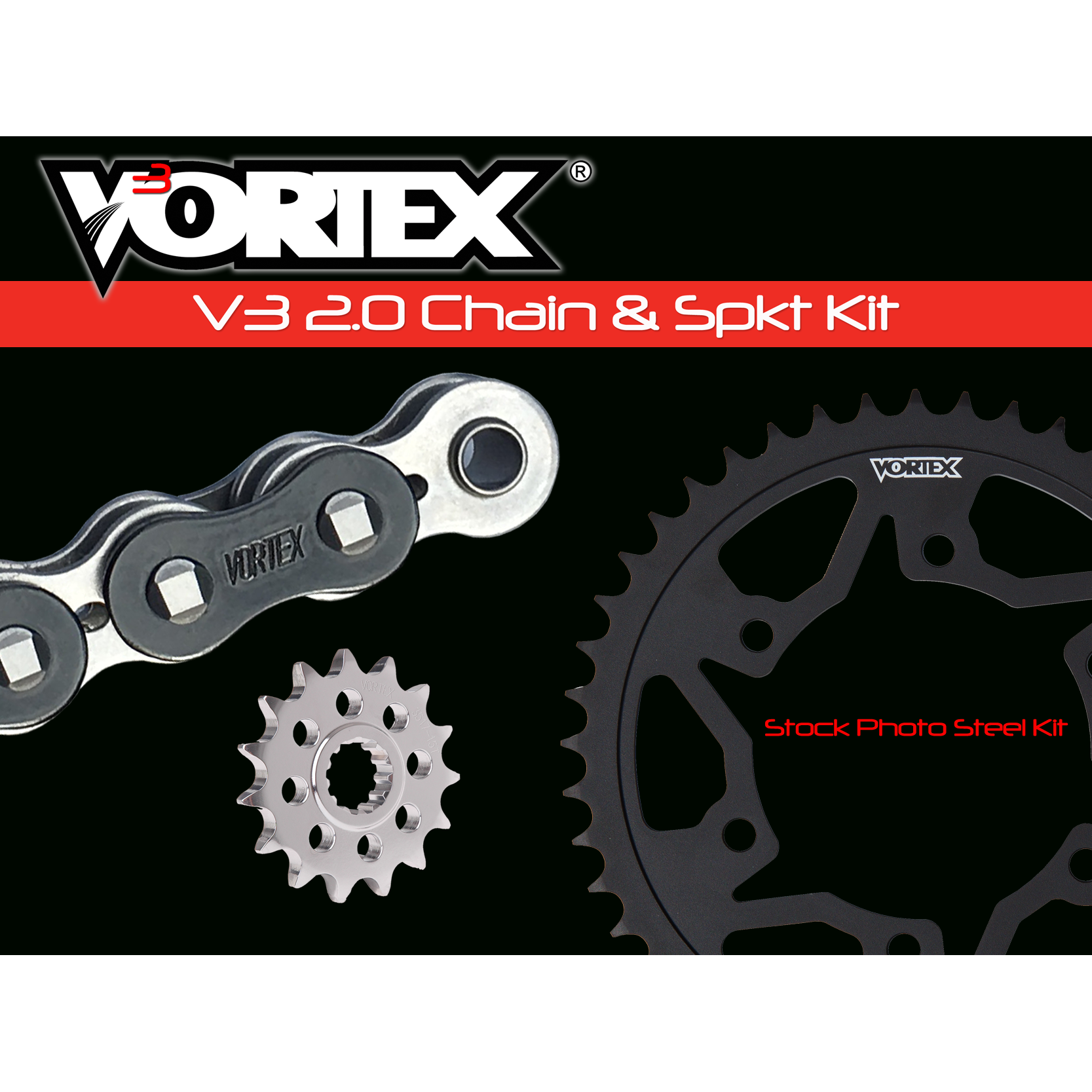 Vortex Black WSS 530SX3-112 Chain and Sprocket Kit 16-43 Tooth - CK213