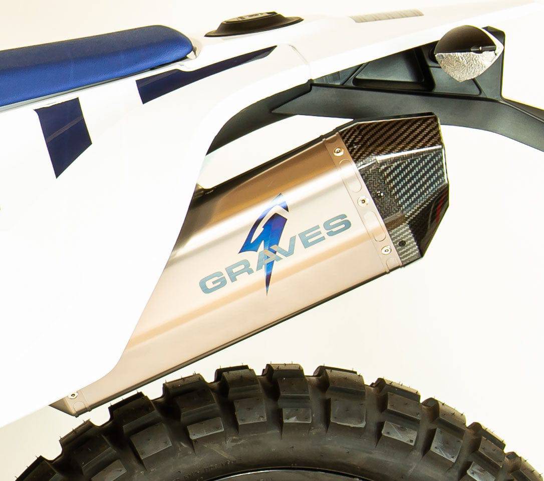 Graves Titanium Slip-on Exhaust - Carbon End Cap Husqvarna 701 Enduro