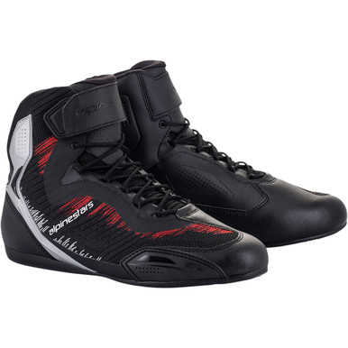 Alpinestars #251031919308 - Faster-3 Rideknit Shoes - Black/Silver/Red - US 8 / EU 40.5
