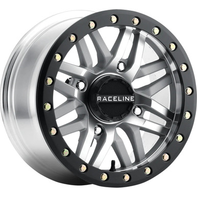 Raceline Wheels #A91MA-51056-00 - Wheel - Ryno - Beadlock - Front/Rear - Machined/with Black Ring - 15x10 - 4/156 - 5+5