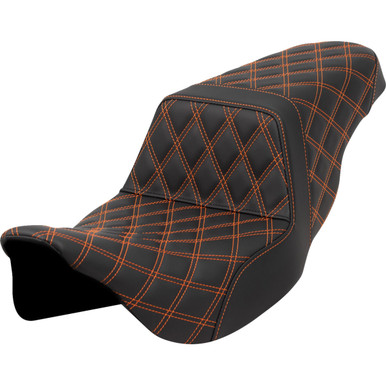 Saddlemen #808-07B-17503 - Step-Up Seat - Lattice Stitch - Orange Stitch - FLH/FLT '08-'23
