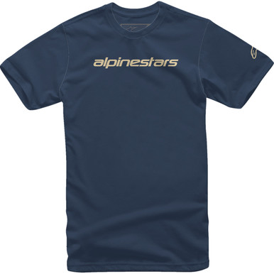 Alpinestars #12127202071282X - Linear Wordmark T-Shirt - Navy/Stone - 2XL