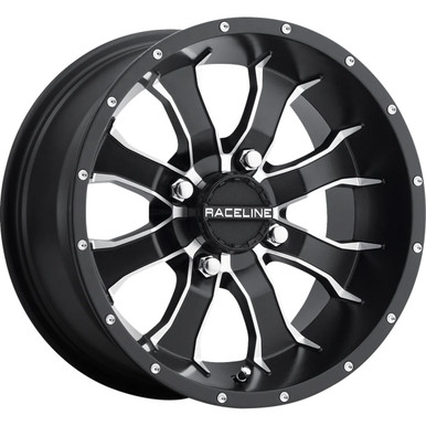 Raceline Wheels #A7747037-T-52 - Wheel - Mamba - Front/Rear - Black/Machined - 14x7 - 4/137 - 5+2 (+10 mm)